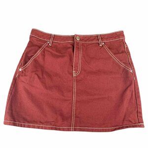 Women's Mini Skirt Denim Cargo, H&M, RED , Size 10 (32)